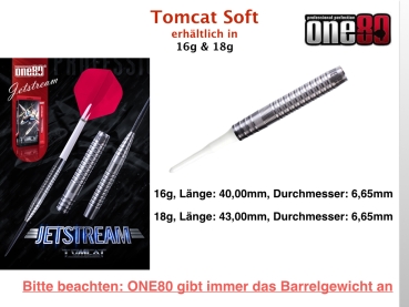 One80 Tomcat  Softdart Jetstream 16 Gramm Barrelgewicht 90% Tungsten