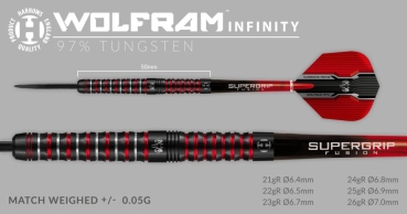 Harrows Wolfram Infinity 97% Tungsten Steeldarts 22g