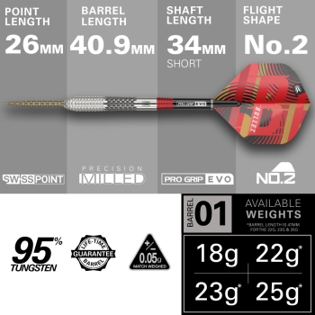 STEPHEN BUNTING GEN 5 95% 25G SP Steeldart