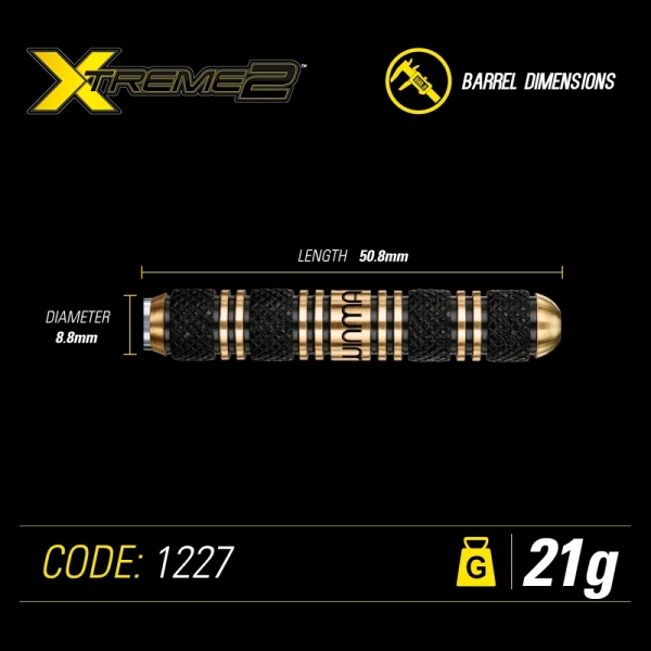 Winmau Xtreme2 Messing Steeldart 21 Gramm geriffelt