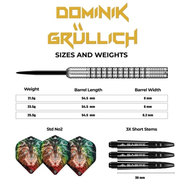Mission Dominik Grüllich 95% Steeldart Silver Black 21,5g
