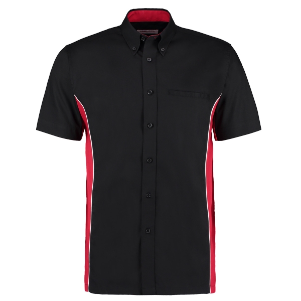 Darthemd TEAM SHIRT Kustom Kit Dart Shirt KK185 Schwarz/Rot Größe S