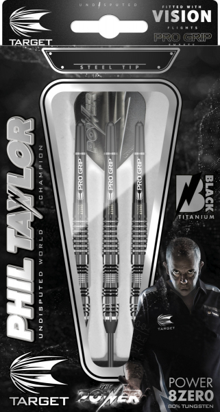 Phil Taylor Power 8-Zero Black P8Z4 80% Tungsten 23 Gramm Steeldart Schwarz