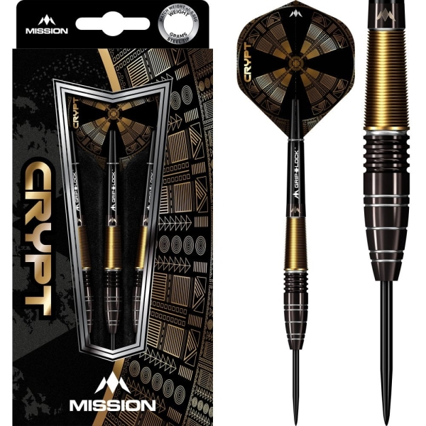 Mission Crypt Steeldart 90% Schwarz /Gold PVD Coating M1 22Gramm