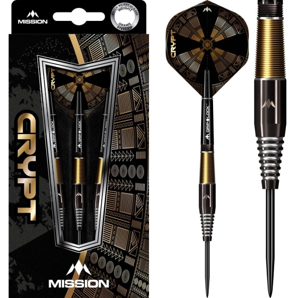 Mission Crypt Steeldart 90% Schwarz /Gold PVD Coating M2  21 Gramm